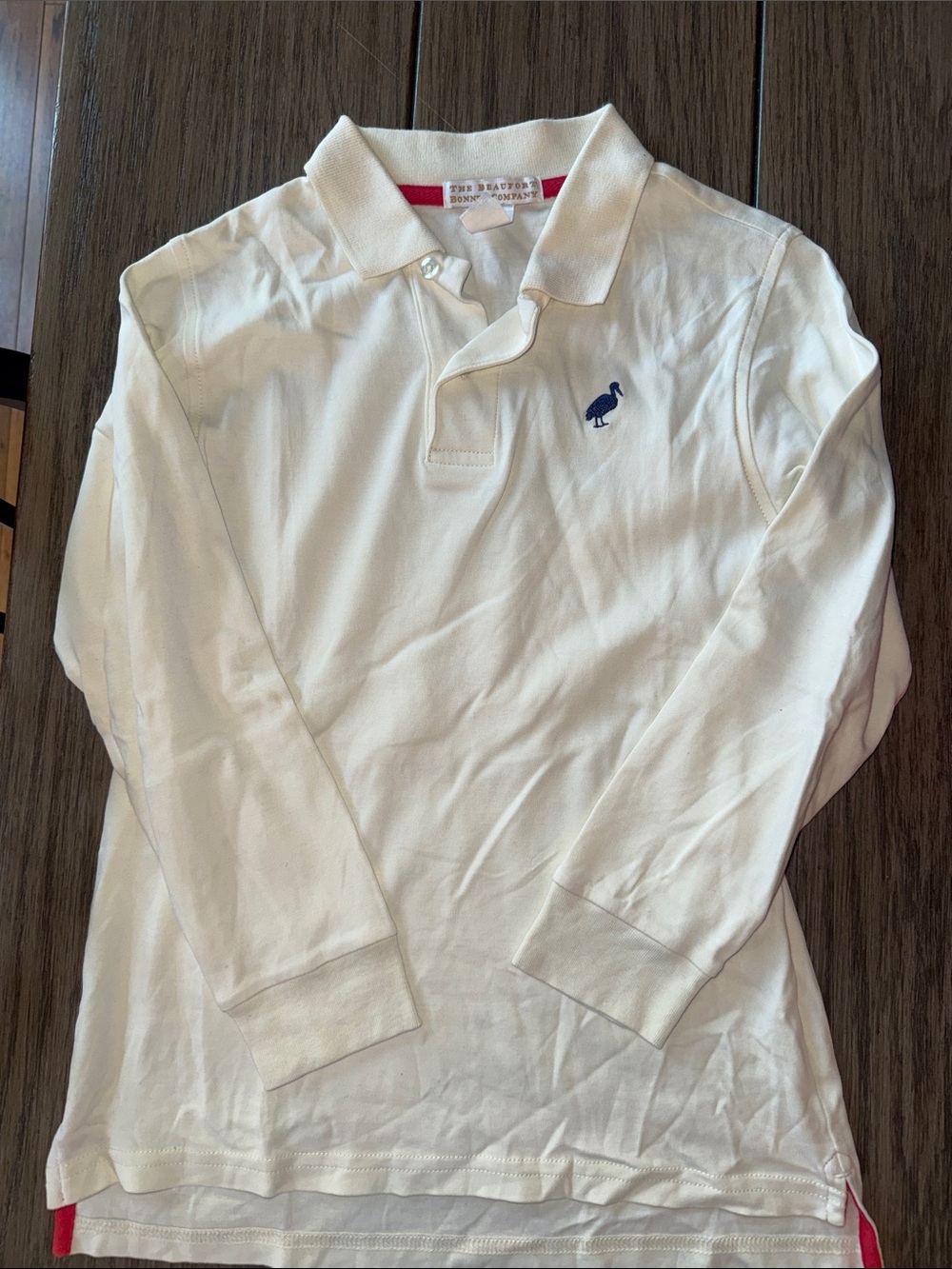 The Beaufort Bonnet Company White Long-Sleeve Polo with Navy Embroidered Logo